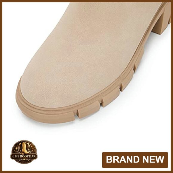 Platform Ankle Boots Chunky Heel Lug Sole Elastic Chelsea Booties - Picture 6 of 8